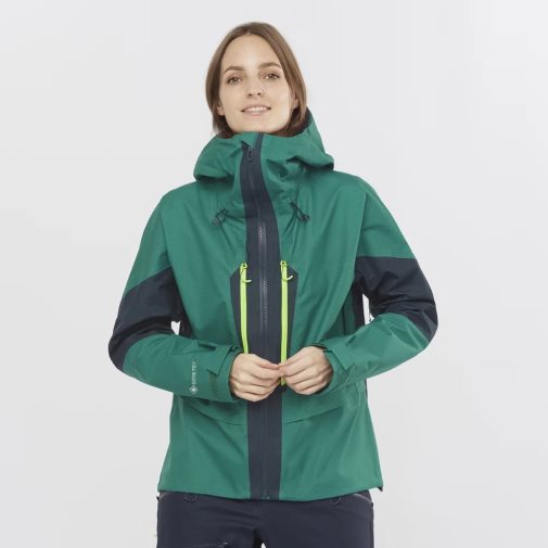 Green / Navy Salomon Outpeak GTX 3L Women's Shell Jackets | PH 56289T